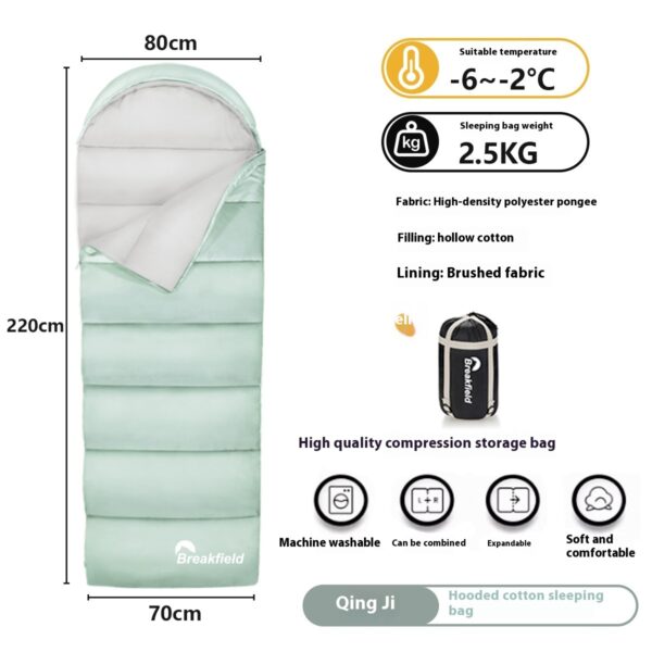 Outdoor Camping Thickened Waterproof Cotton Sleeping Bag Four Seasons Machine Washable Splicing Sleeping Bag - Image 6