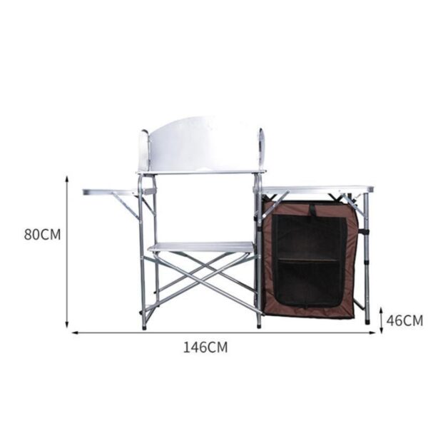 Outdoor Camping Double-decker Storage Rack Mobile Barbecue Table - Image 2