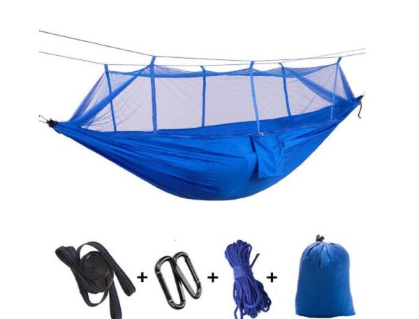 Outdoor Parachute Cloth Hammock Couble with Mosquito Net Light Portable Army Green Insect-proof Camping Aerial Tent - Image 5