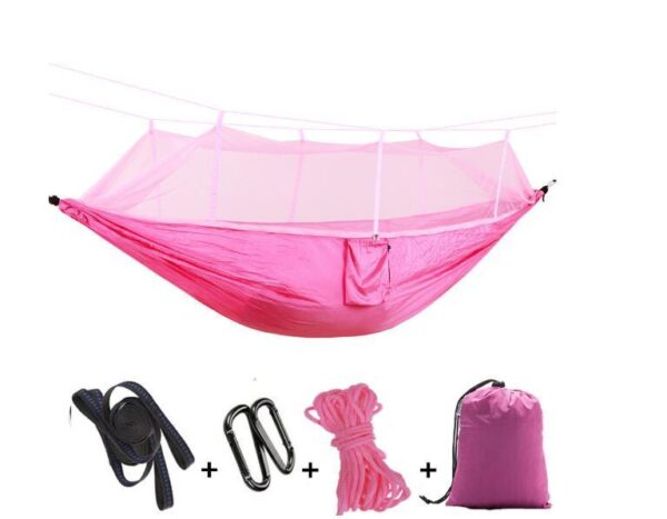 Outdoor Parachute Cloth Hammock Couble with Mosquito Net Light Portable Army Green Insect-proof Camping Aerial Tent - Image 7