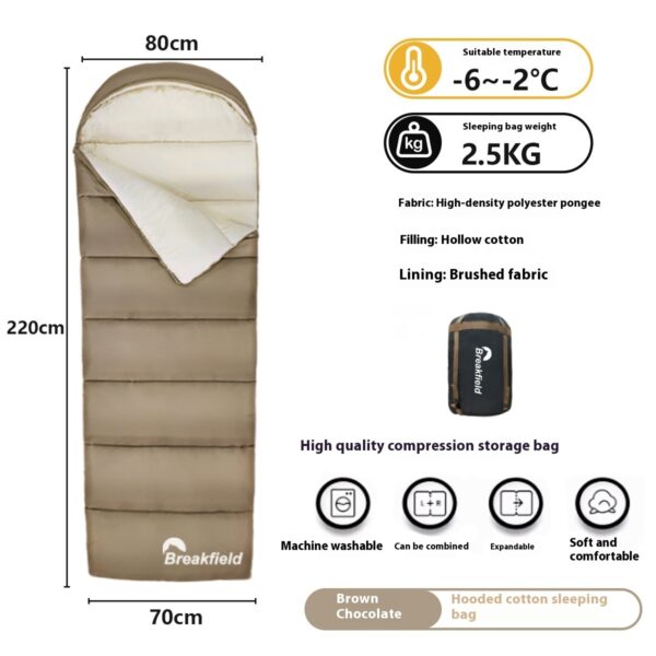 Outdoor Camping Thickened Waterproof Cotton Sleeping Bag Four Seasons Machine Washable Splicing Sleeping Bag - Image 10