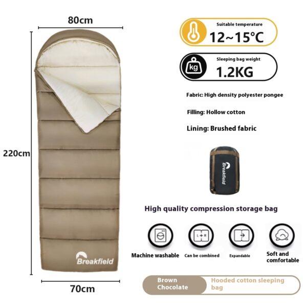 Outdoor Camping Thickened Waterproof Cotton Sleeping Bag Four Seasons Machine Washable Splicing Sleeping Bag - Image 8