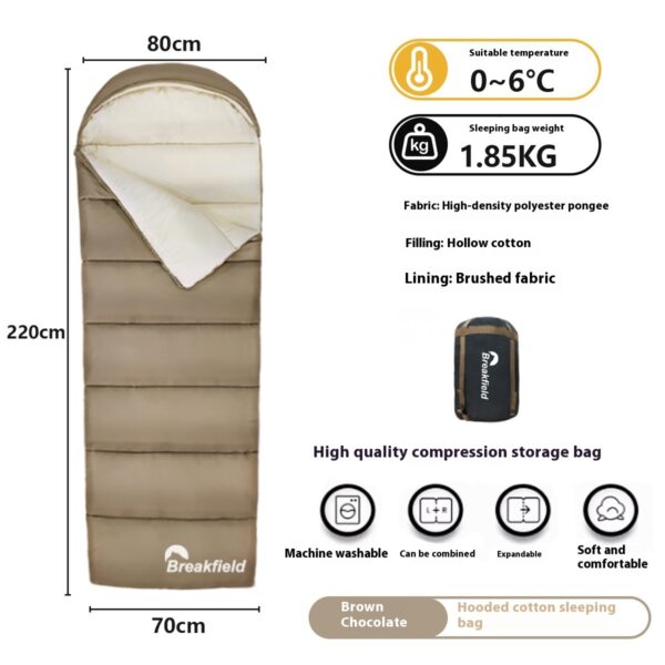 Outdoor Camping Thickened Waterproof Cotton Sleeping Bag Four Seasons Machine Washable Splicing Sleeping Bag - Image 3