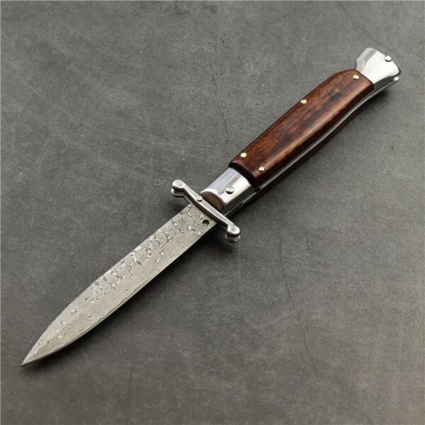 Camping Outdoor Damascus Folding Knife - Image 6