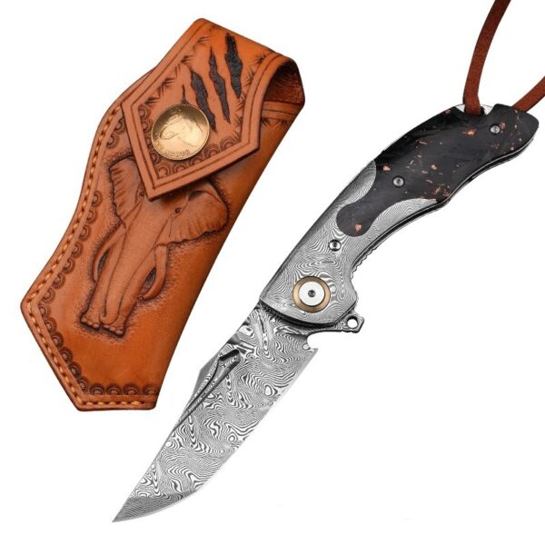 Outdoor Camping Survival Knife High Hardness Pattern Steel Folding Knife - Image 4