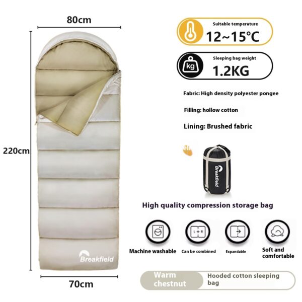 Outdoor Camping Thickened Waterproof Cotton Sleeping Bag Four Seasons Machine Washable Splicing Sleeping Bag - Image 7